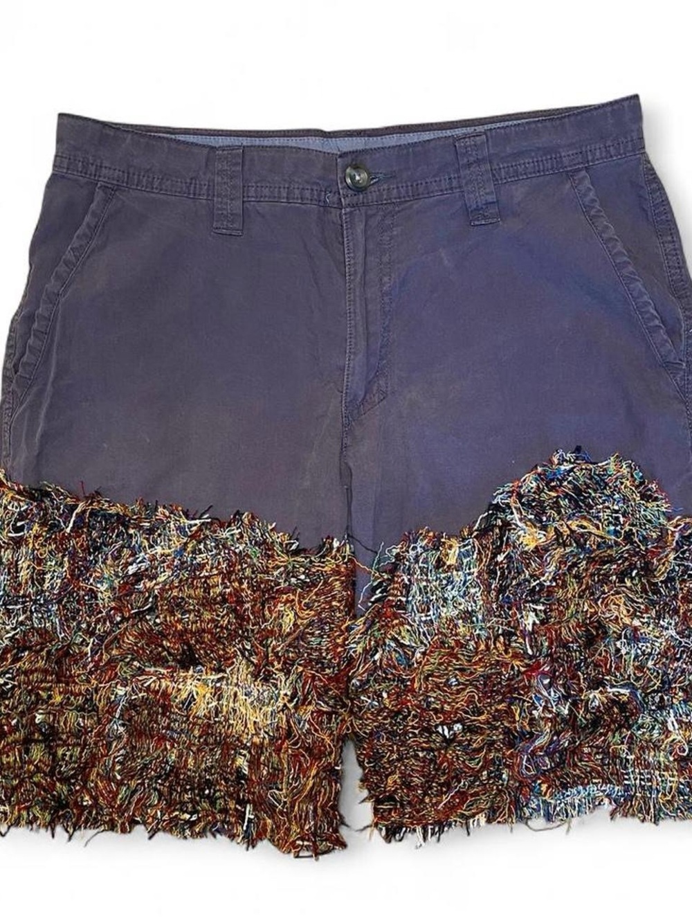 One-of-a-kind Distressed Tapestry Shorts